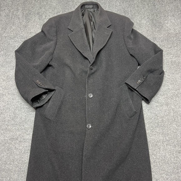 Lauren Ralph Lauren Coat Mens 46 Black Cashmere Overcoat Long Lined Formal
